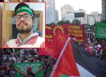 Candidato de partido de esquerda exibe faixa em que defende grupo terrorista